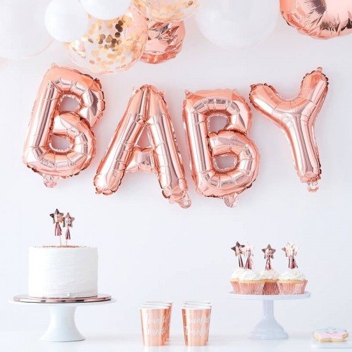 Rose Gold Baby Girl Shower - Baby Balloon Bunting